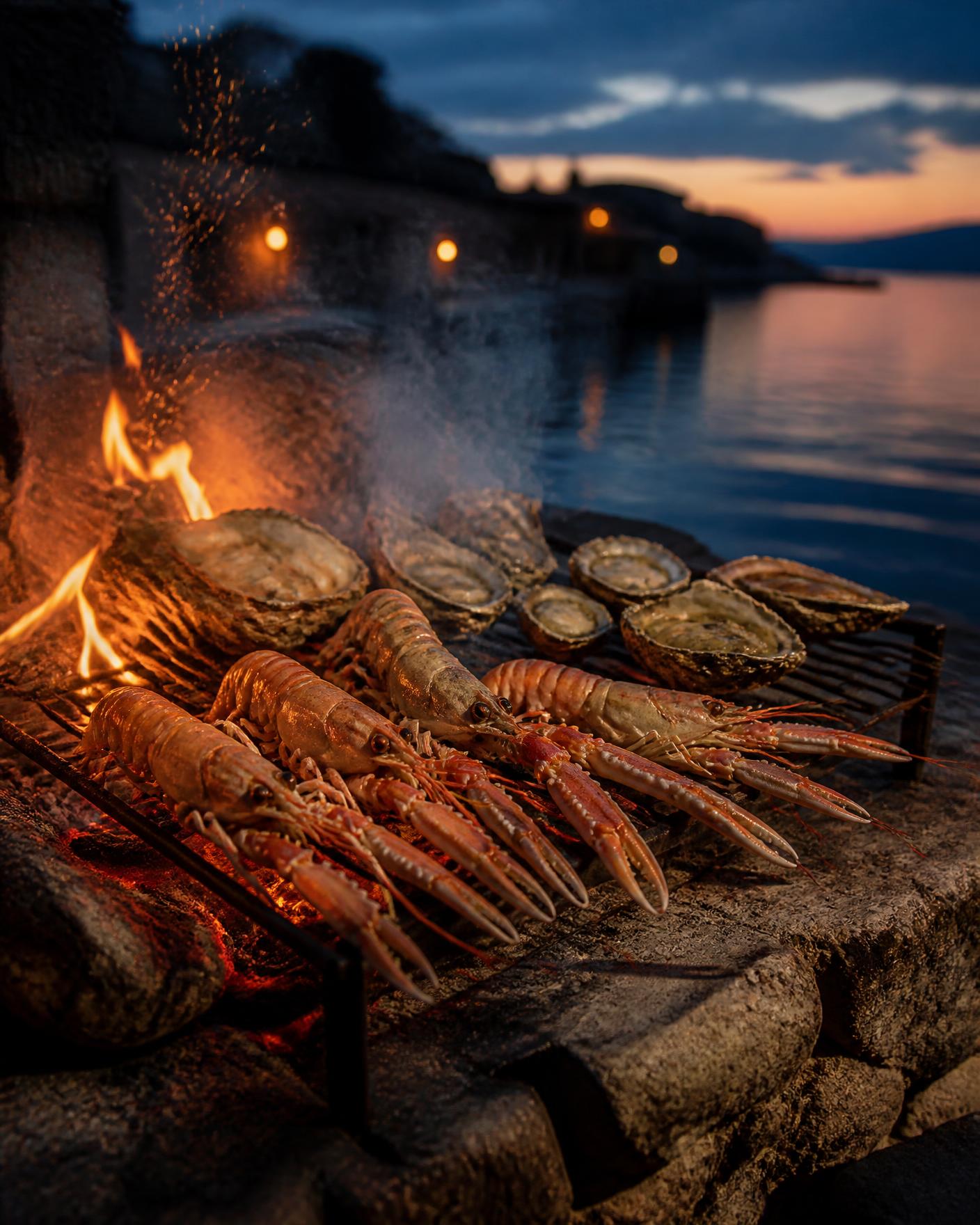 Grilled langoustines & oysters